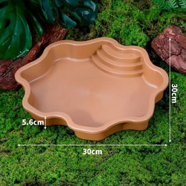 Turtle Bathing Pool, Reptile Feeding Dish Water Pot, Landscape Fish Tank Decoration, Lizard Turtle Bathing Pool for Aquatic Climbing Pet - Earthy Yellow