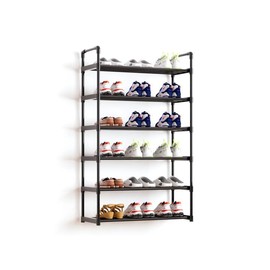 AAJZ Shoe Rack,Tall Large Capacity,Shoe Organizer, Metal Storage Shelf, for 18-21 Pairs, for Entryway,Closet, Bedroom Black (6 Tiers)