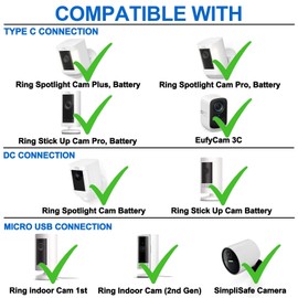 DIANMU 26FT Power Cable with Adapter for Ring Spotlight Cam Plus/Pro/Battery, Ring Stick Up Cam/Pro (Battery), EufyCam 3C - Weatherproof Charging Cord and Charger - 2 Pack
