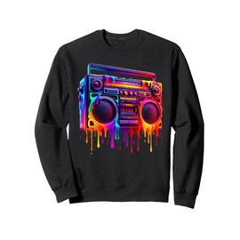 Dripping Paint Boombox Old School 80s Music Hip Hop Sweatshirt