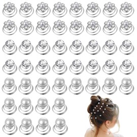 60PCS Rhinestone Crystal Twisters Set, Silver Coil Pearl White Flower Diamond Design Fairy Hair Tinsel Kit for Girls & Women, Mini Bobby Pins for Wedding, Bridal, Party & Special Occasion (3 Style)