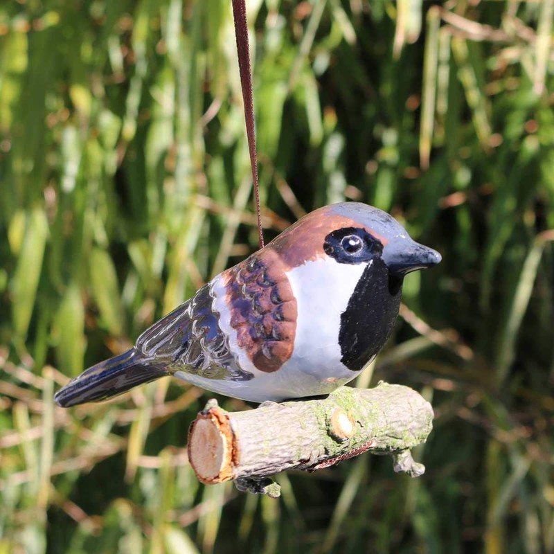 440s Tangoo Ceramic Field Sparrow on Wood, Hanging | TA-17000