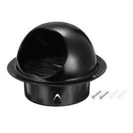 PATIKIL 4 Inch Vent Round Cover, Stainless Steel Exterior Wall Air Vent Louvered Soffit Vent Exhaust Outlet Hood for HVAC Ducting Exhaust Extractor Fan, Black