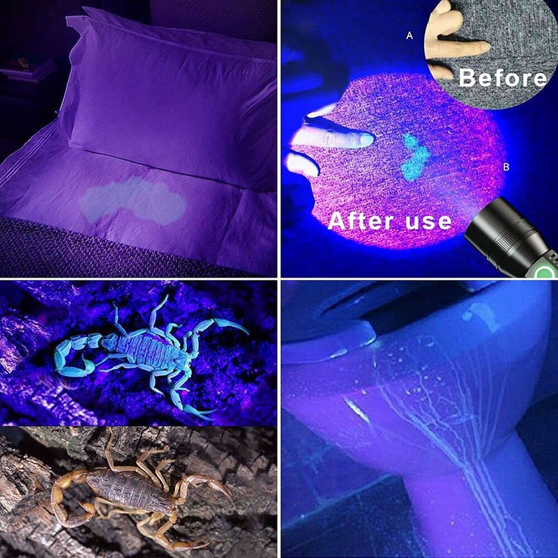 UV Flashlight Black Light, 3-in-1 Magnetic Flashlight Rechargeable, High Lumen