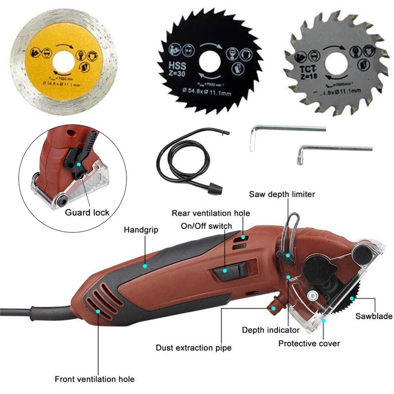 Multifunction Corded Mini Circular Saw Machine Set, 400W High Powered