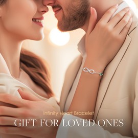 Louisa Secret Infinity Birthstone Bracelets for Womens, Sterling Silver 925 Bracelet Adjustable Women Bracelet, Infinity Ladies Bracelets, Silver Bracelet Jewellery Gifs for Women Birthday Mothers Day