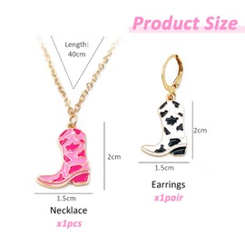 DHSBGWSX 1 Piece Earrings, 1 Piece Necklace, Cowgirl Earrings, Cowboy Boot Necklace, Cool Earrings, Western Cowboy Boot Earrings, Cowboy Accessories for Women, Cowboy Gifts, Metal