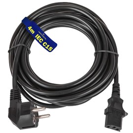 Power Cable 4 m – Plug Schuko and IEC C15 – Power Cable 3 x 1 mm – for Polti Vaporetto – Warranty 10 Years MONTERAL