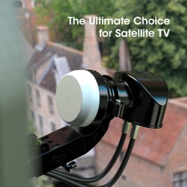 SLx LNB 2 Quad Output, LNB for Satellite Dish Freesat/Satellite Recievers, KU Band, Universal LNB for Sky HD, Sky HD+, Freesat HD, 25MHz PLL Crystal Technology, Includes MK4 Bracket