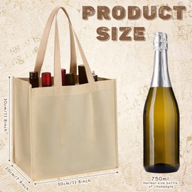 6 Bottle Wine Carrier Non Woven Wine Bag with Divider Washable Wine Tote Bag Reusable Wine Travel Bag Portable Wine Gift Bag for Travel, Camping, Picnic and Wine Lover (12 Pcs)