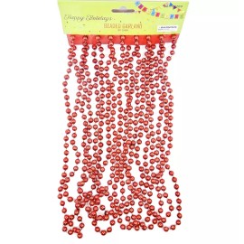 unmarked Bead Garland 9 ft Strand,Shiny Red, Christmas Holiday