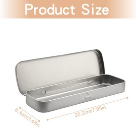 GLADFRESIT Metal Rectangular Pencil Case, Empty Hinged Tin Box for Pens Pencils Makeup Storing School Household Goods Organiser