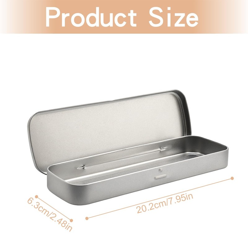 GLADFRESIT Metal Rectangular Pencil Case, Empty Hinged Tin Box for