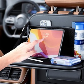 Organizador para asiento trasero de coche, bandeja de mesa plegable para asiento trasero, bolsa de almacenamiento de cuero de PVC, accesorios de...   