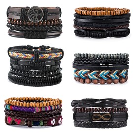 ZENGSING Pack of 24 Leather Bracelets for Men Women, Braided Genuine Leather Wide Learner Bracelet, Cuff Wrap Bracelet, Adjustable, Premium Genuine Leather Bracelet, Great Gift for Men, Leather