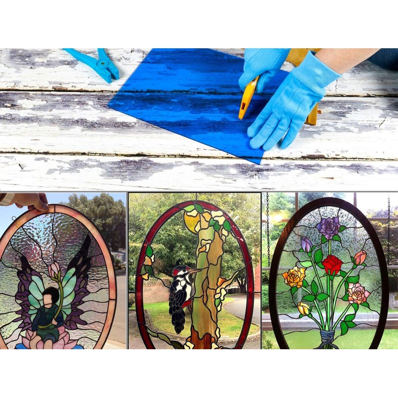 Pocoukate Stained Glass Sheets 8 pcs Variety Stained Glass kit