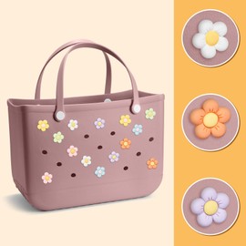 DEVPSISR Rubber Beach Bag Accessories,Bogg Bag Lovely DIY Charms Multiple,Pearl Flower