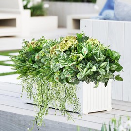 Pinenoya 20Pcs Artificial Fake Greenery Plants Outdoor UV Resistant Faux Boxwood Shrubs Grass Plants for Indoor Outside Home Garden Front Porch Window Box Backyard Wedding Farmhouse Décor