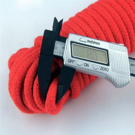 picoggo Soft Cotton Rope, 32 feet / 10m Rope, 8mm Thick, Soft Rope, Long Rope, Soft Tying Rope (Red+Red)