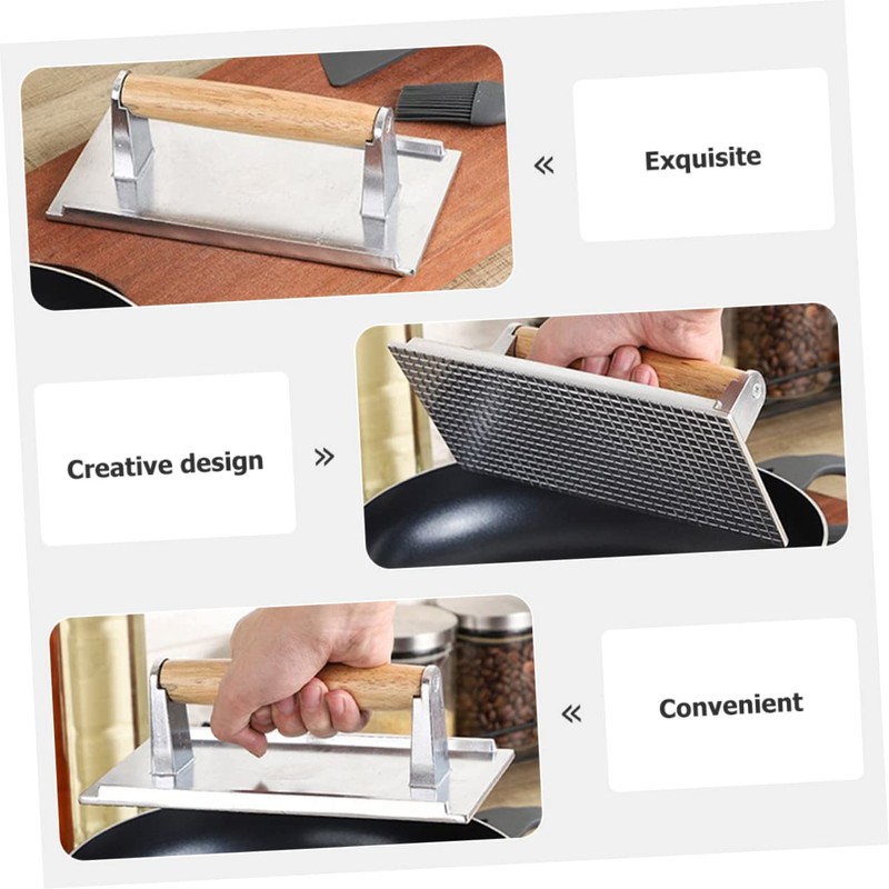 VICASKY Manual Aluminum Grill Press Portable Rectangle Burger Patty Maker