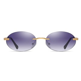 TOSGMLOUS Retro Oval Sunglasses Rimless Small Round Glasses Frameless UV400 Men Women Fashion Shades (Gradient Grey)