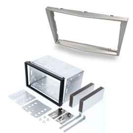 Audioproject A450 Car Radio Fascia Set Double DIN Compatible with Opel Corsa D Astra H Zafira B Tigra Antara Vivaro 2-DIN Metal Installation Bay Car Radio Faceplate Silver