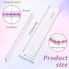 Paquete de 150 limas de uñas de grano 100/180, limas de uñas de tablero de esmeril para uñas acrílicas y uñas naturales, tableros Emory de doble cara,