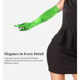 MDSTYLE Long Opera Gloves for Women - 20s Party Costume - Elbow Length Tea Party Satin Gloves - Princess Accessories (1, Green, One Size)