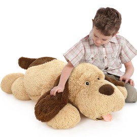 MorisMos Giant Dog Stuffed Animals 40", Large Dog Puppy Plush, 40 inch Big Dog Pillow for Kids, Brown