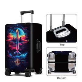 THISFIND Luggage Cover Washable Suitcase Protector Anti-scratch Suitcase cover Fits 20-34 Inch Luggage (Aircraft, M(24-26inch suitcase))