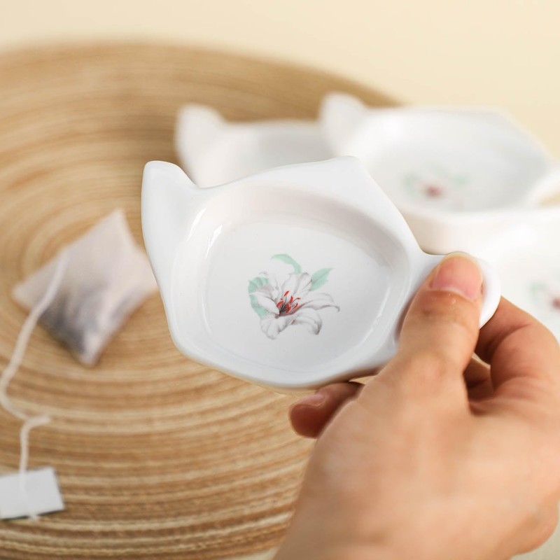 Bicuzat Ceramic Tea Bag Holders - 5 PCS Teapot Shaped