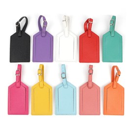 Yurosiay Suitcase Tag Colourful PU Leather Luggage Tag Waterproof Travel Tag Fashion Suitcase Tag with Address Label Travel Suitcase Name Tag Labels Suitcase for Travellers Businessman Orange