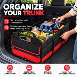 Car Trunk Organizer for Everyday Storage – 95L Collapsible Multi-Compartment Bag for Road Trips and Errands