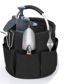 ATDORO Cleaning Caddy Organizer With Handle, Foldable Bucket Organizer, Caddy Bag, Cleaning Tool Bucket Multi-Pocket Tool Bag (Black)