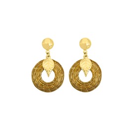 Open Mandala Earrings 2 cm Gold with Leaves