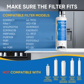 PUREPLUS EDR1RXD1 Replacement for Everydrop® Filter 1, W10295370A, EDR1RXD1B, P8RFWB2L, P4RFWB, Kenmore® 46-9081, 46-9930, WD-F38,WRS325SDHZ Refrigerator Water Filter, 1 Pack