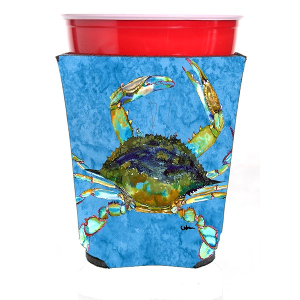 Caroline's Treasures 8656RSC Crab on Blue Red Solo Cup Beverage Insulator Hugger, Red Solo Cup, Multicolor