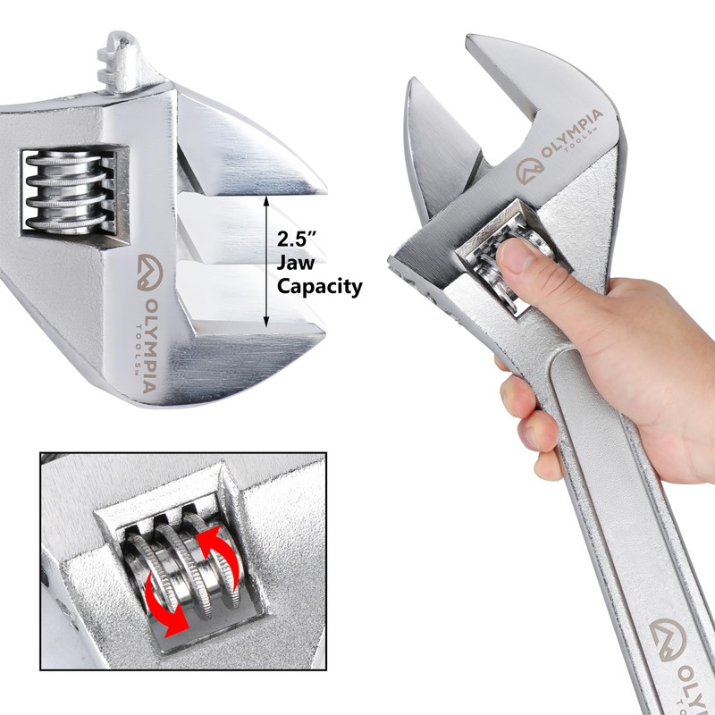 Olympia Tools 24" Adjustable Wrench, Heavy Duty Drop Forged Steel,