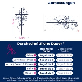 Tattwo.me 2 Week Waterproof Temporary Plant Tattoos - Flower Cross - EU Compliance - Vegetable Ink - Tattoo Pad Size: 9 x 18 cm (G0027)