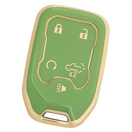 Keyless Entry Remote Accessories Car Key Fob Cover Case Fit for Chevy Silverado GMC Sierra 1500 2500HD 3500HD (Green)
