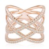 LEMON GRASS Rose Gold Double Criss Cross Ring CZ Pave