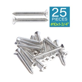 IMScrews 25pcs #10 x 1-3/4" (45mm) Stainless Flat Head Phillips Wood Screws 18-8 (304) Stainless Steel Countersunk Self Tapping Screws