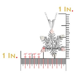 Granulated Bead Snowflake Pendant Necklace, Sterling Silver, 12k Green and Rose Gold Black Hills Gold Motif, 18"
