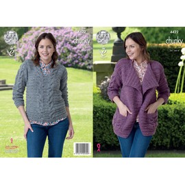 King Cole Ladies Knitting Pattern Womens Jacket & Sweater Cable Tweed Chunky (4422)