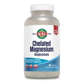 Kal Magnesio Bisglicinato Quelado Vegano 180 Tabletas  Magnesium Bisglycinate Chelated Vegan Supplement                                               