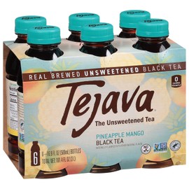 Tejava Pineapple Mango Black Tea, 6 Pack 16.9 oz PET, Unsweetened, Ready-to-Drink Premium Iced Tea