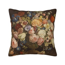 NBFKDO Elegant Vintage Floral Rose Victorian Decorative Throw Pillow Covers Soft Square Pillowcases Cushion for Living Room Sofa Bedroom Farmhouse Home Decor 18"X 18"