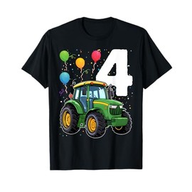 Tractors 4 Years Old 4th Birthday Boy Farm Boy Tractor T-Shirt
