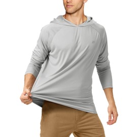 Roadbox Men's UPF 50+ UV Sun Protection Shirts, Quick Dry Long Sleeve Fishing Hoodie, Rash Guards for Swimming Hiking Running Dark Gray