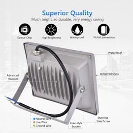 papasbox LED Spotlight 12 V, 30 W LED Floodlight, Super Bright 2400 lm, Outdoor Floodlight, 6000 K Cool White, IP65 Waterproof Headlight for Garden, Yard, Patio, Square, Factory